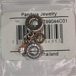 Pandora Silver 14k Gold Triple Monogram Logo Charm Dangle